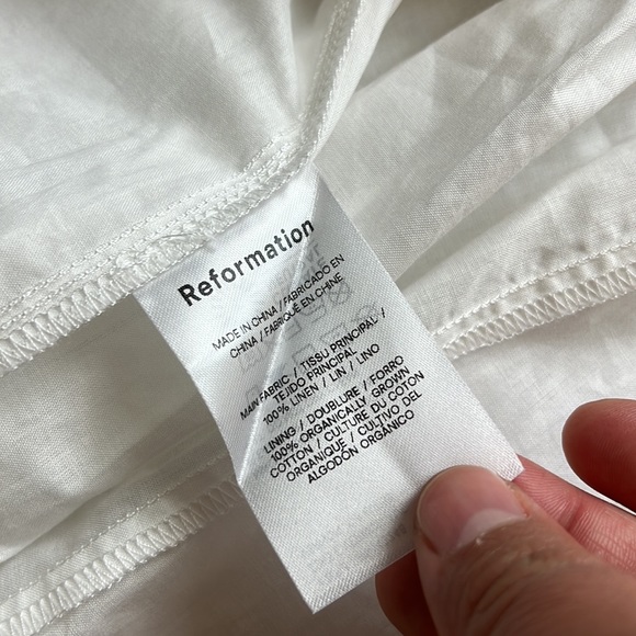 NEW! Reformation Tavi Linen Dress Short Sleeve WHITE SIZE XS.  0800 - Picture 8 of 8